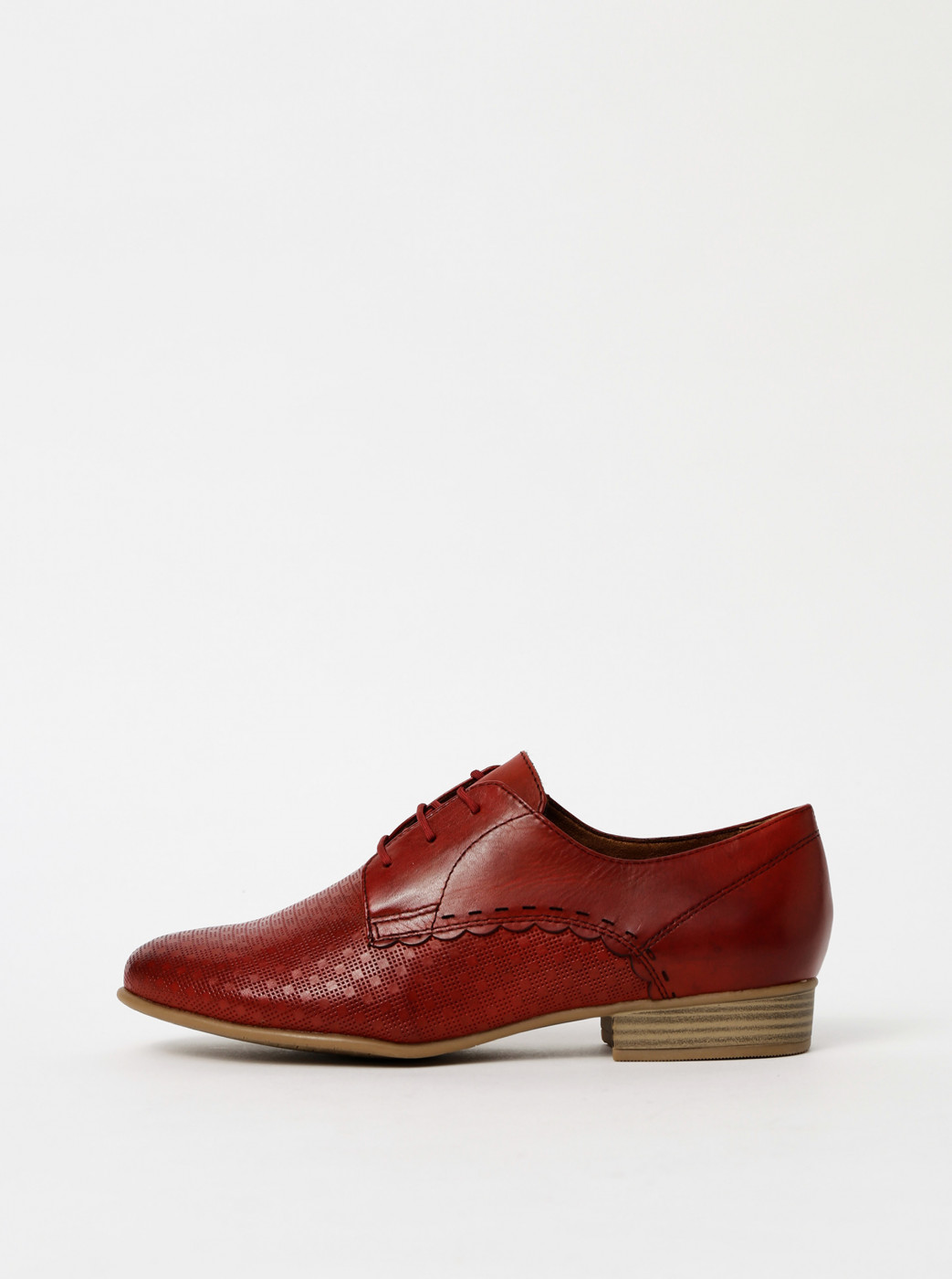 Tamaris Red Leather Patterned Shoes