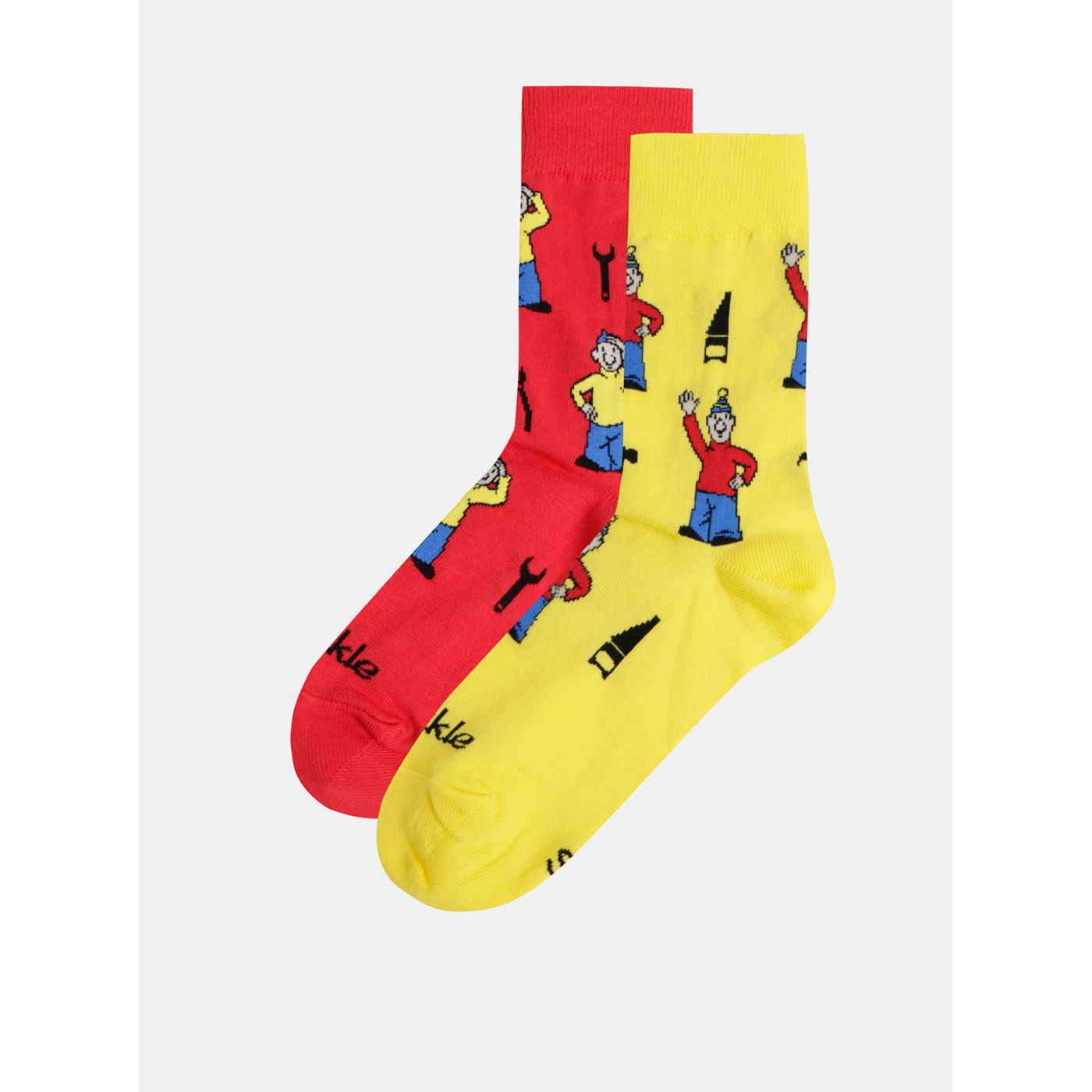 Yellow-red patterned socks Fusakle Pat and Mat