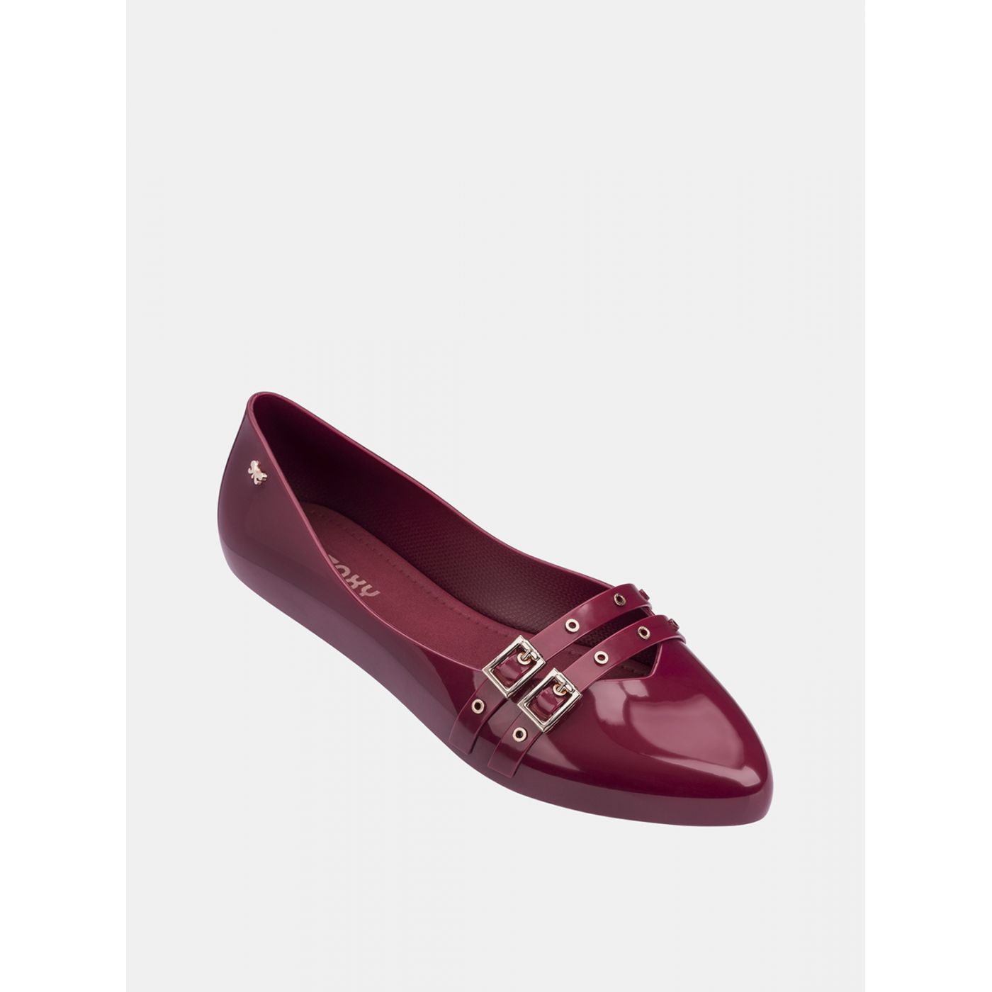 Burgundy shiny ballerinas with Zaxy Chic straps