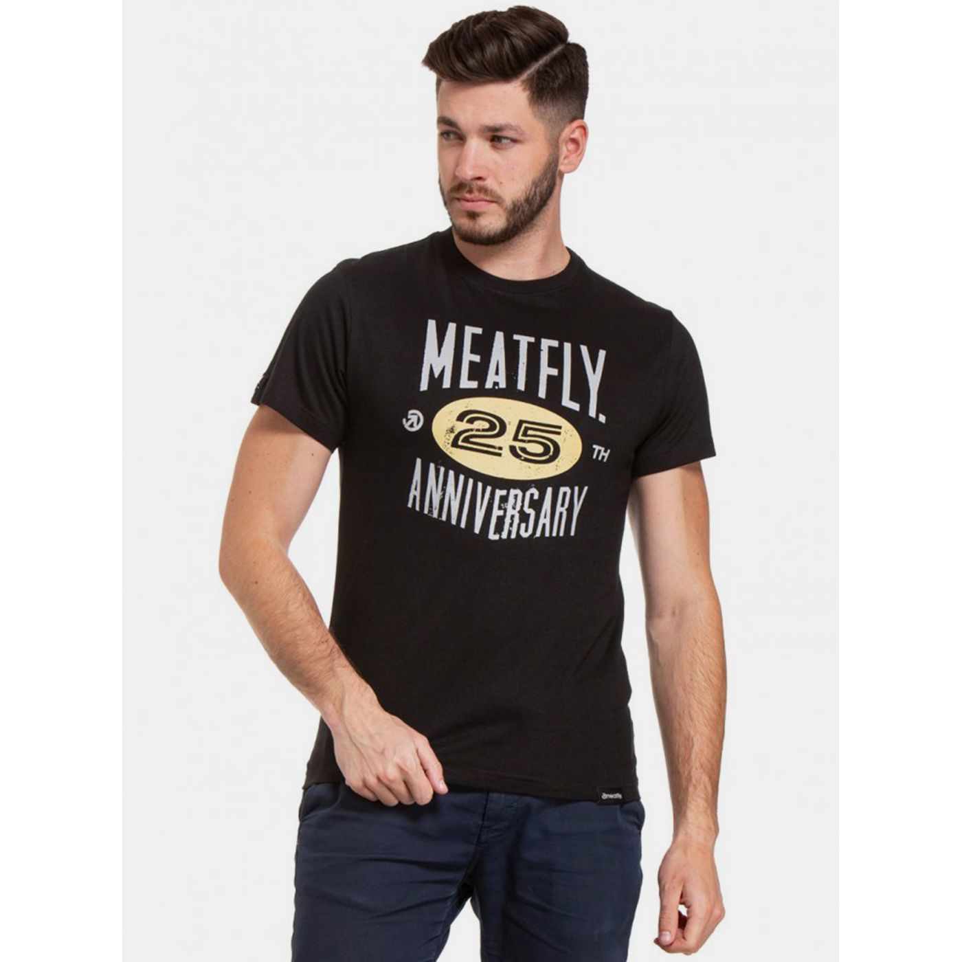 Black Men's T-Shirt with Meatfly Print