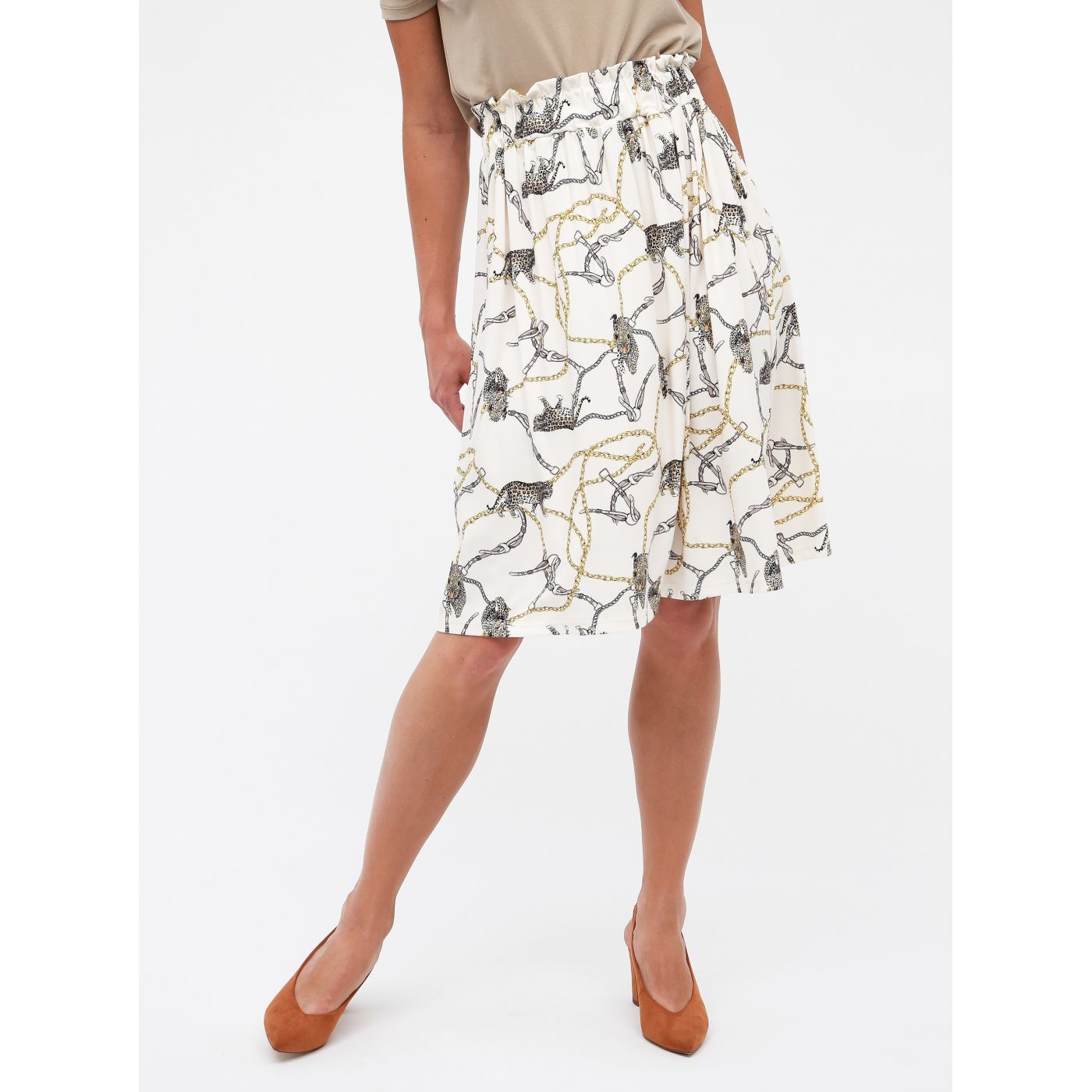 Haily's Lola Cream Patterned Skirt