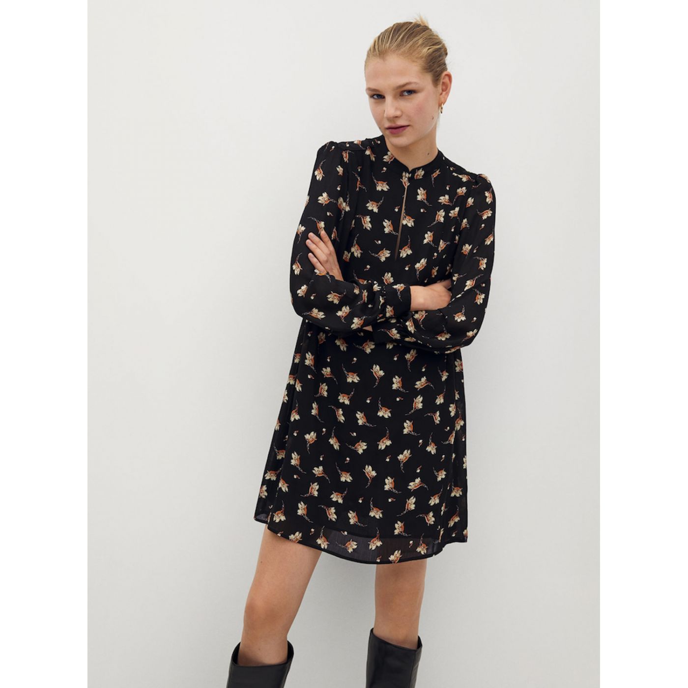 Black Floral Mango Dress