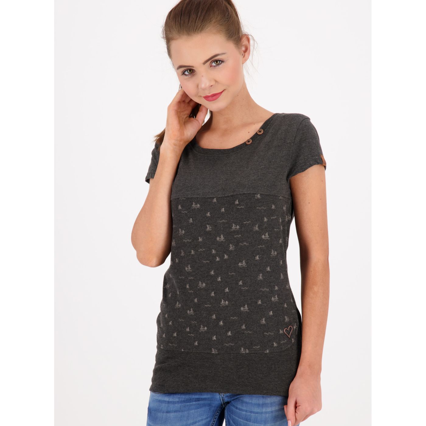 Grey Women's Patterned T-Shirt Alife and Kickin