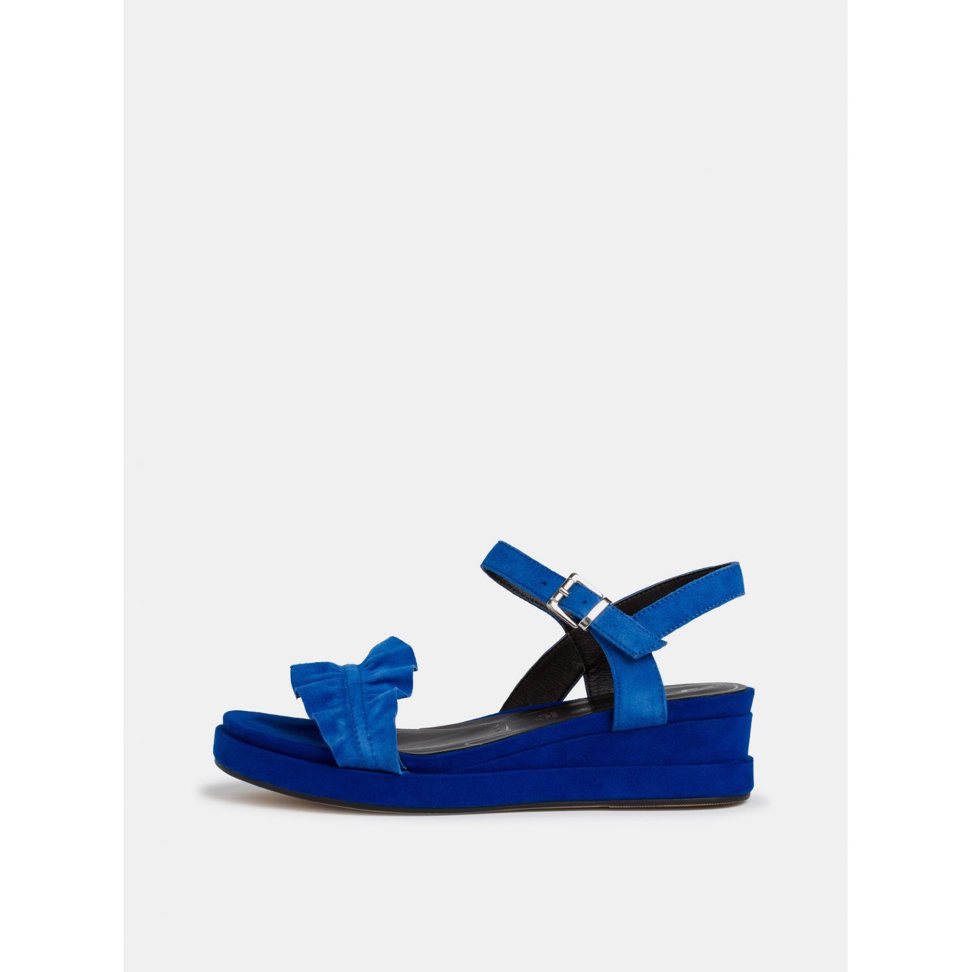 Blue suede sandals on Tamaris platform