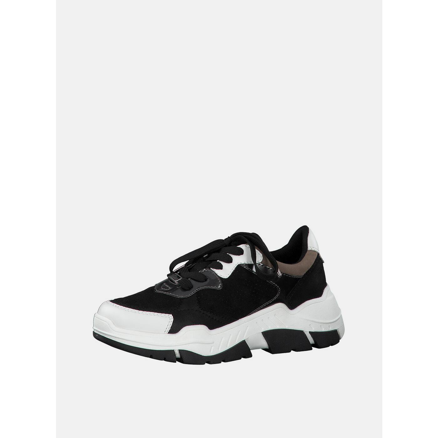 White-black women's sneakers with details in suede s.Oliver