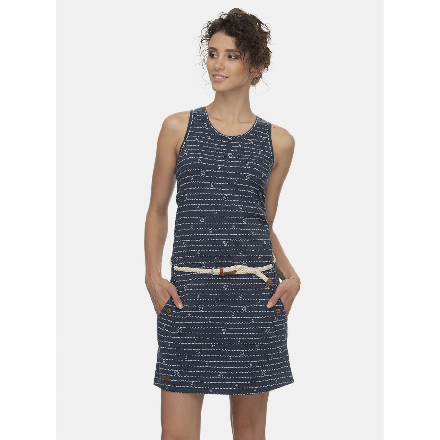 Dark Blue Patterned Dress Ragwear Kesy