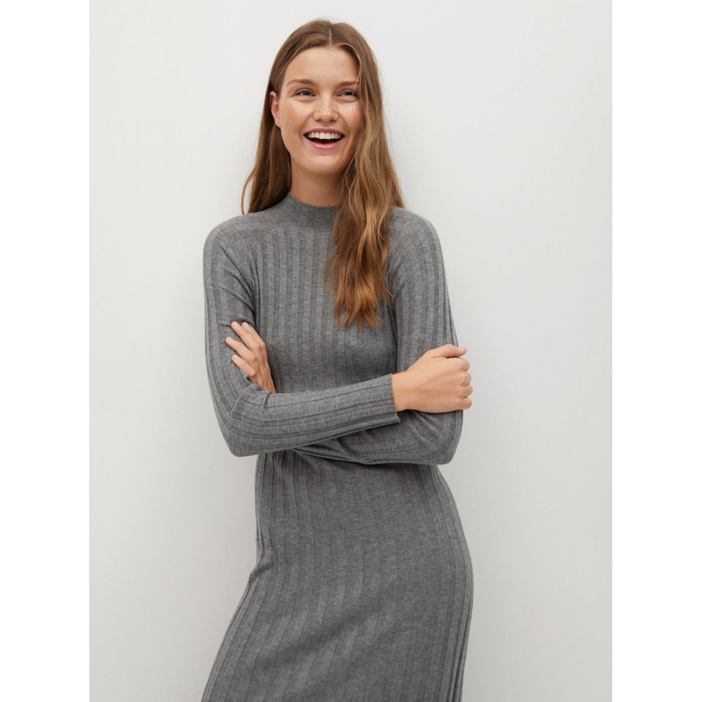 Grey Sweater Dress Mango