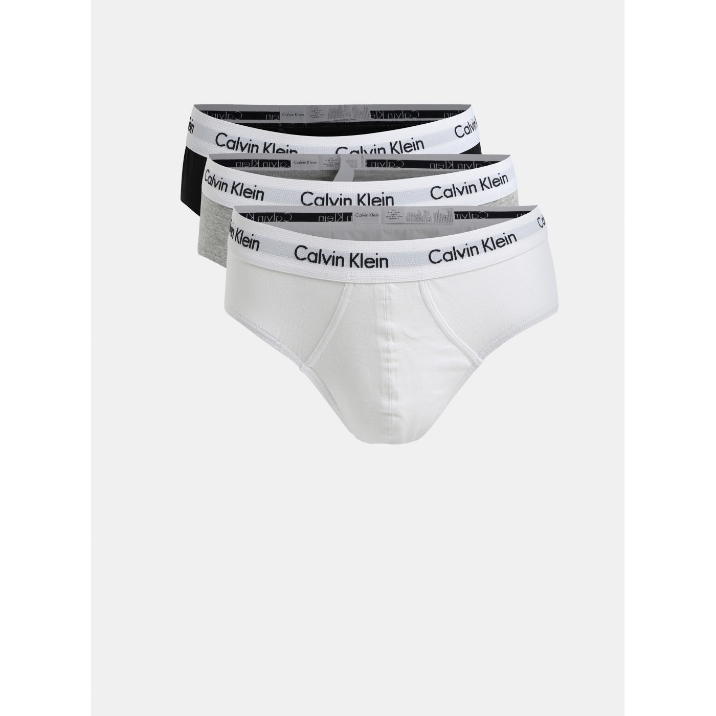 Set of three classic fit briefs in white, grey and black Calvin Klein Underwear