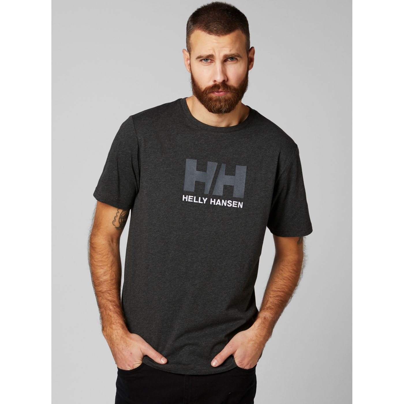 Grey Men's Regular Fit T-Shirt with HELLY HANSEN Embroidery