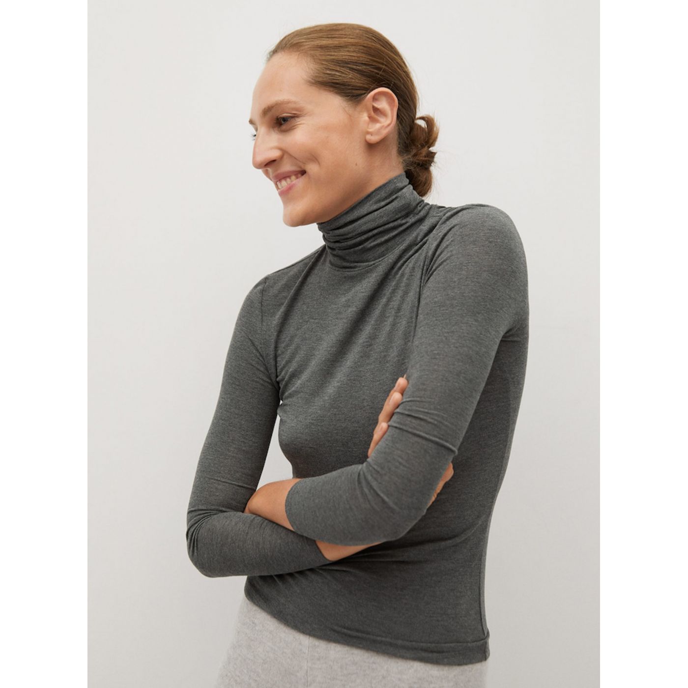 Grey T-shirt with mango turtleneck