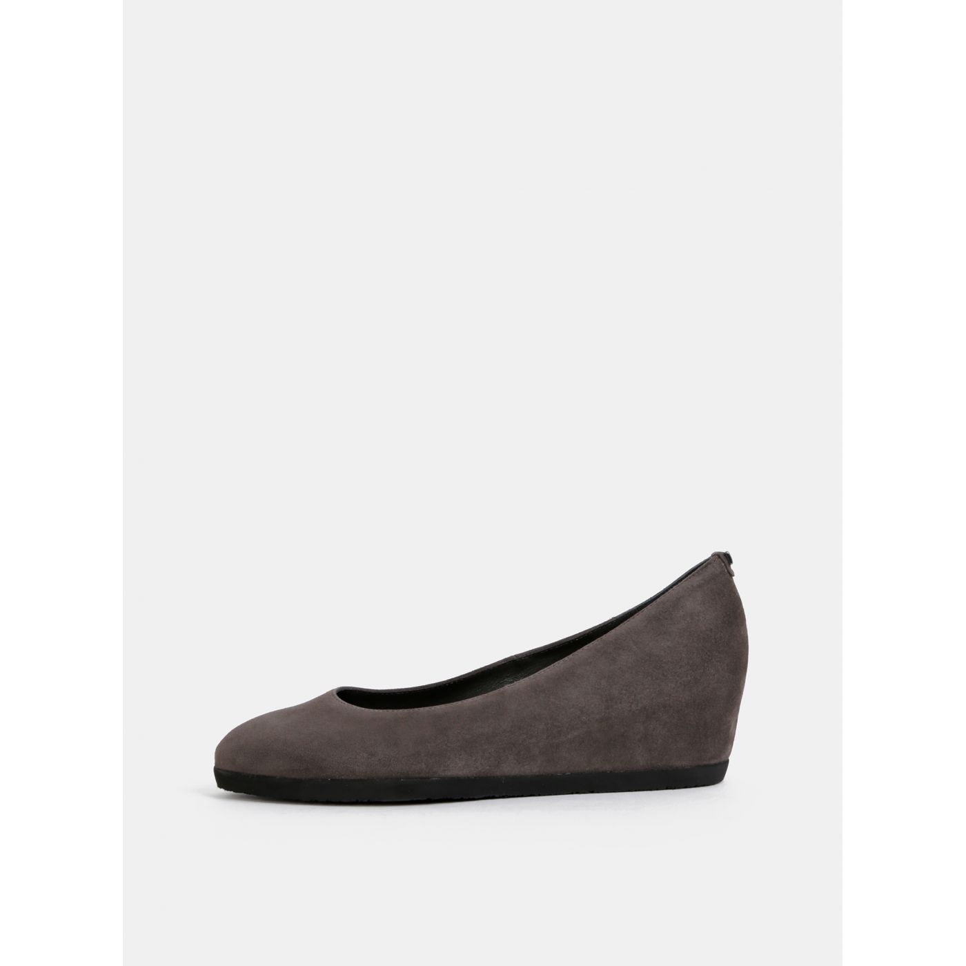 Grey suede ballerinas on högl wedge