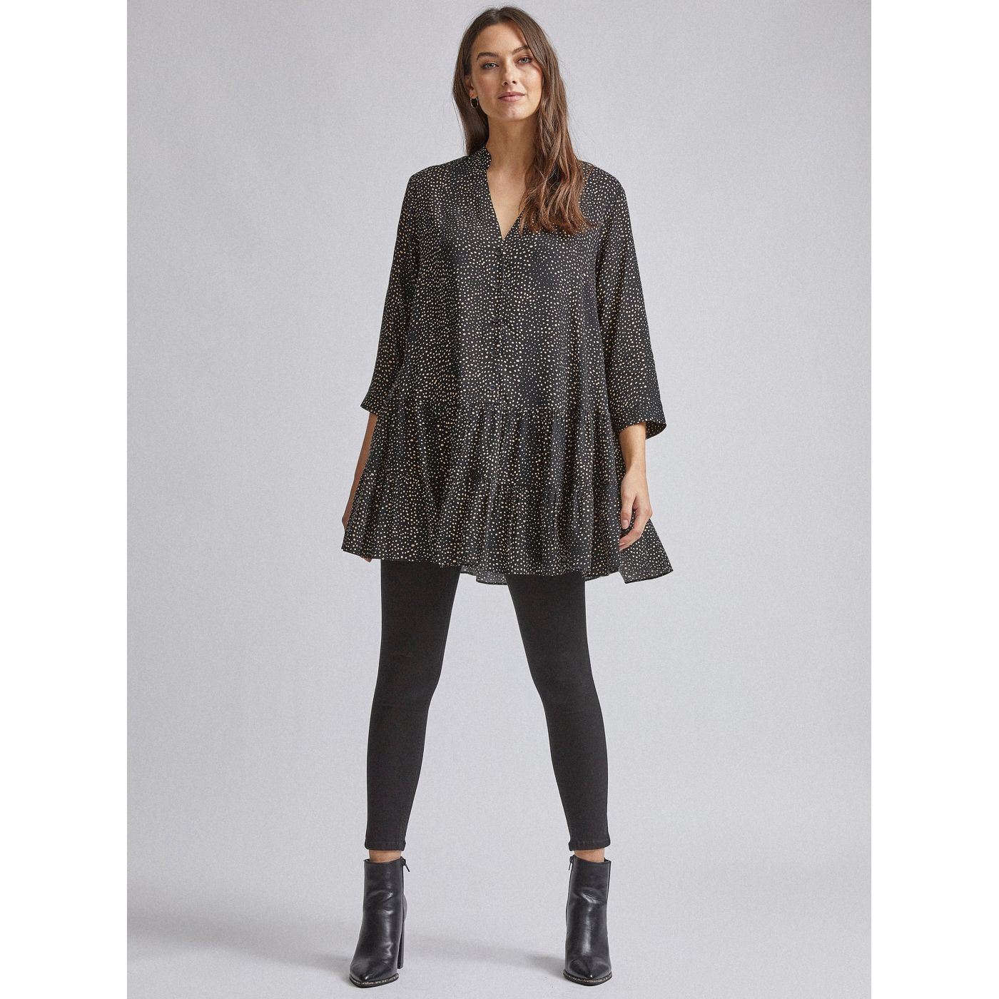 Black Patterned Long Blouse Dorothy Perkins