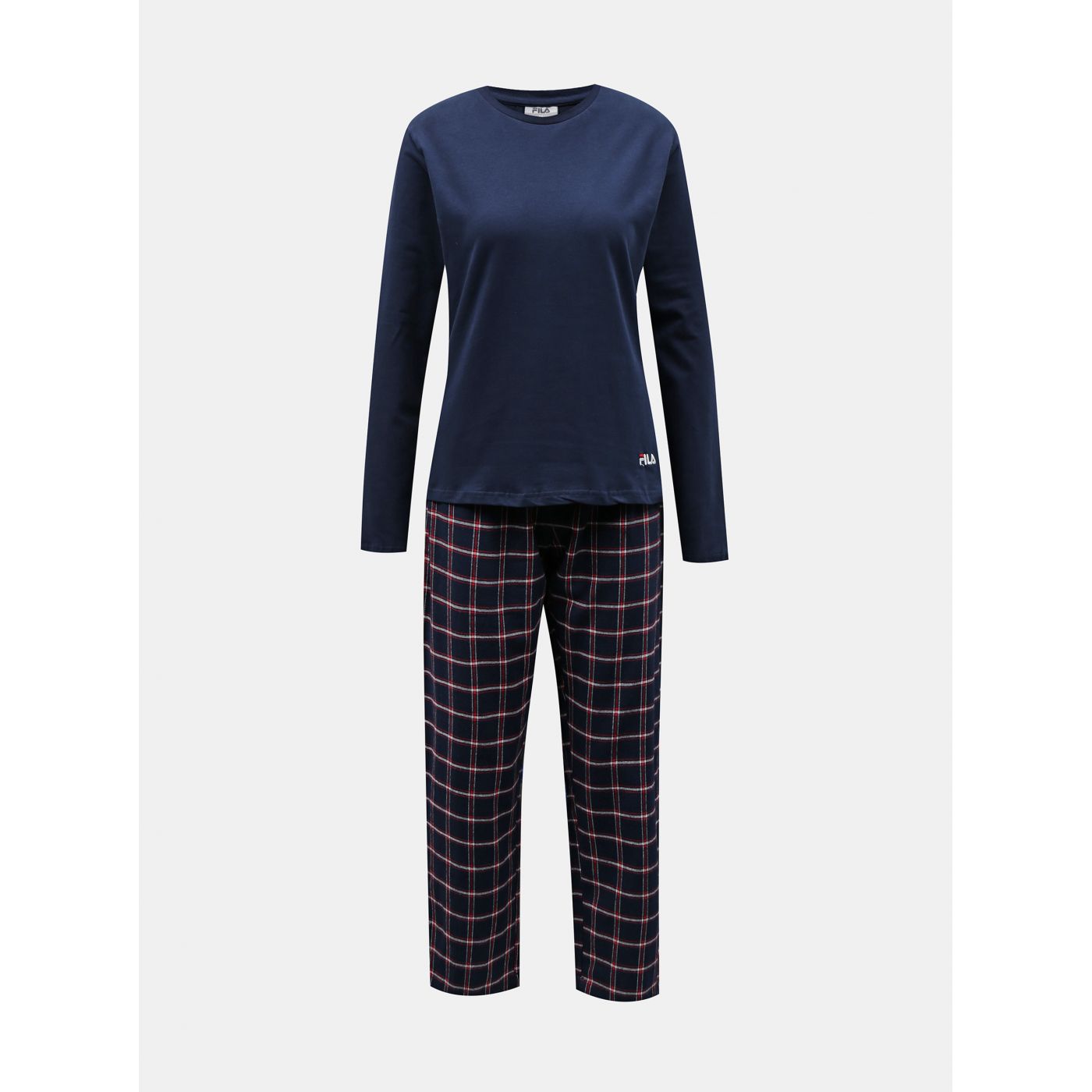Dark blue women's plaid pajamas FILA