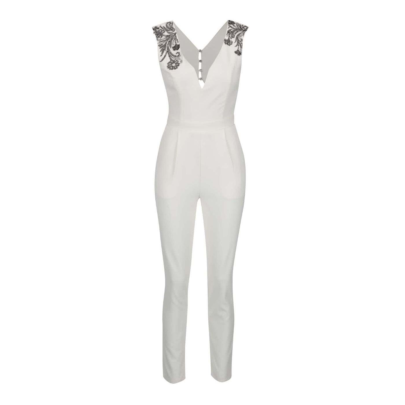 Small Mistress Cream Jumpsuit with Cut-out On Back