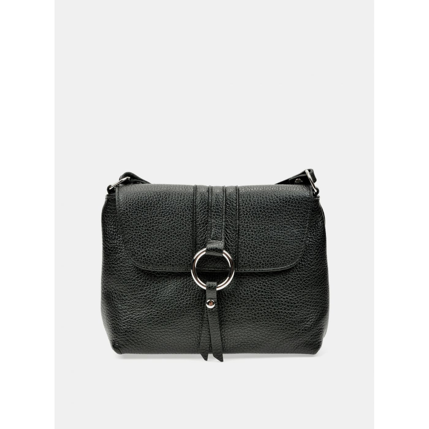 Black leather crossbody handbag anna luchini