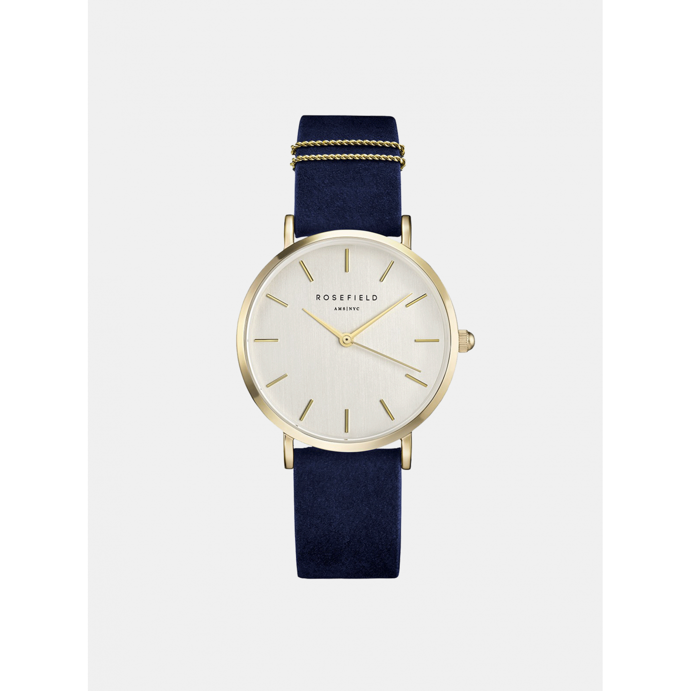 Women's watch with blue rosefield suede belt