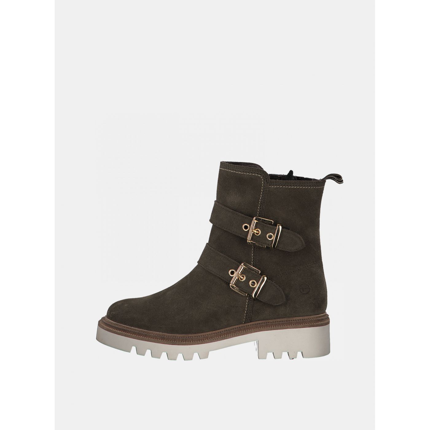 Khaki Leather Ankle Boots Tamaris