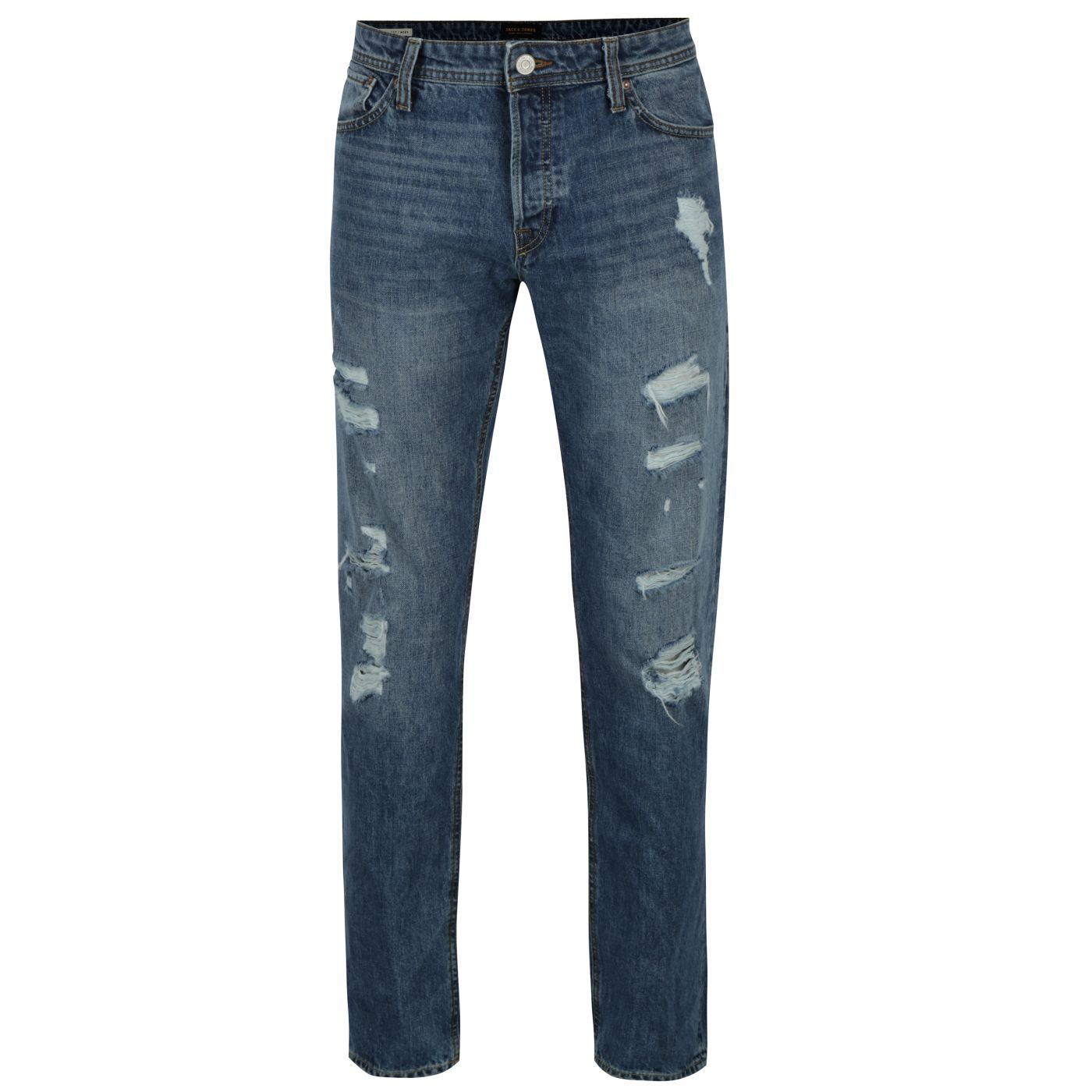 Blue jeans with a torn Jack & Jones Mike effect