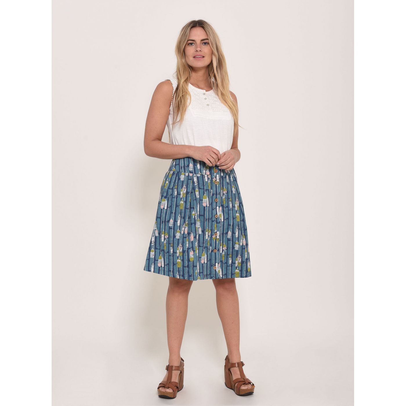 Brakeburn Blue Patterned Skirt
