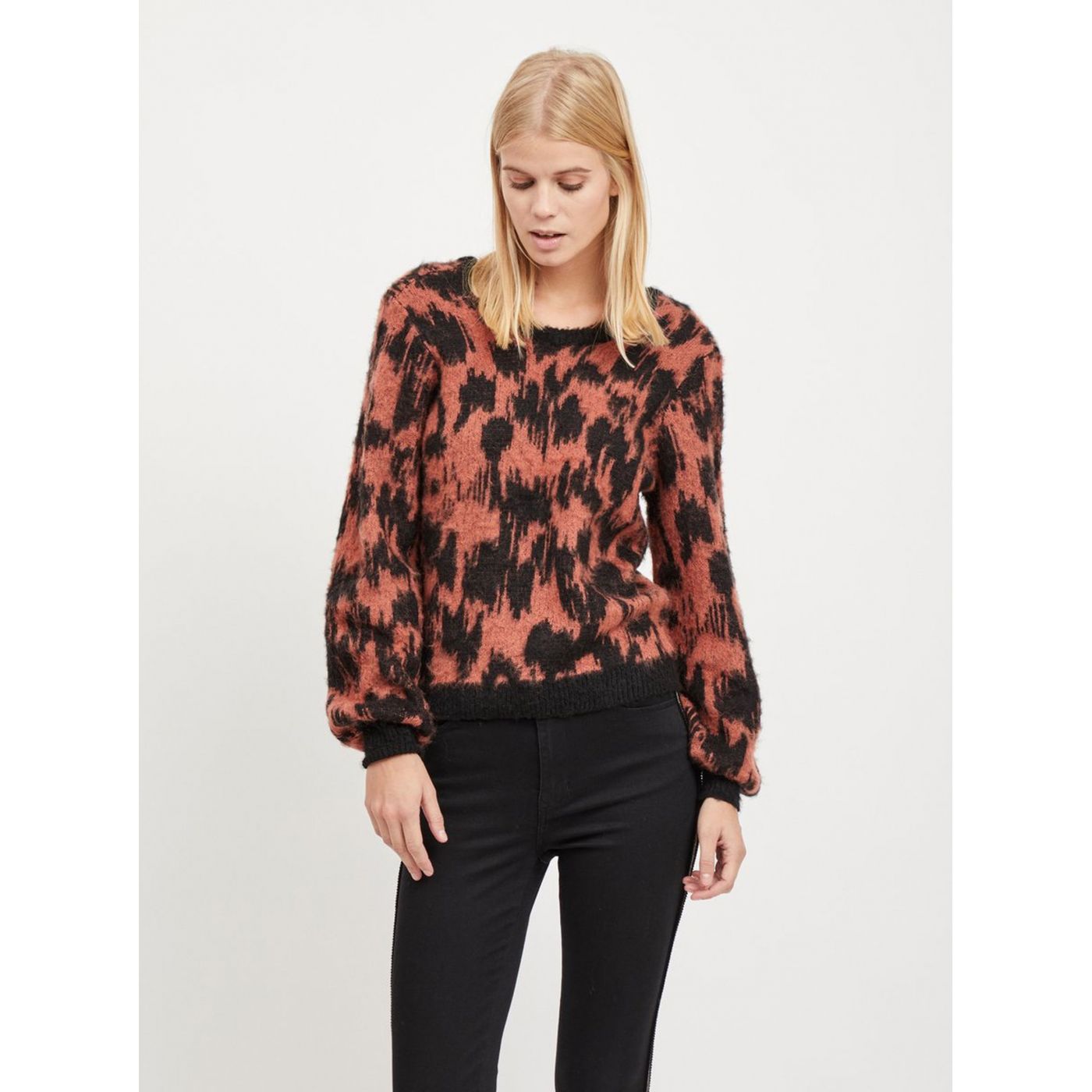 Black-brick patterned sweater with admixture wool VILA Baini