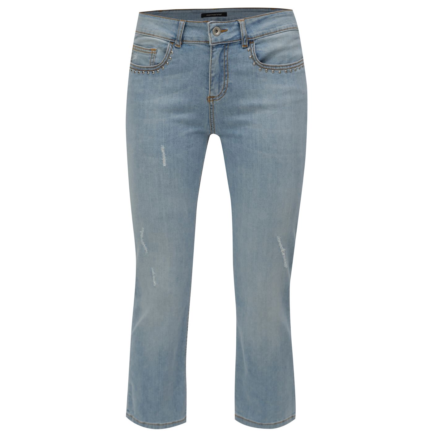 Light Blue Cropped Straight Jeans With Low Waist Fornarina Tya
