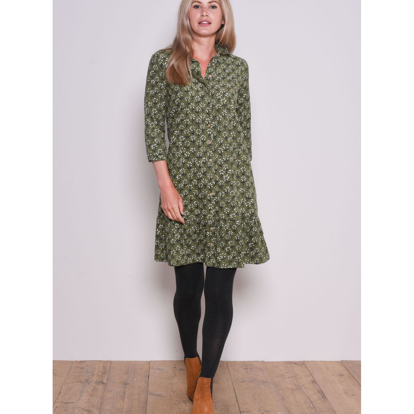 Brakeburn Green Patterned Shirt Dress