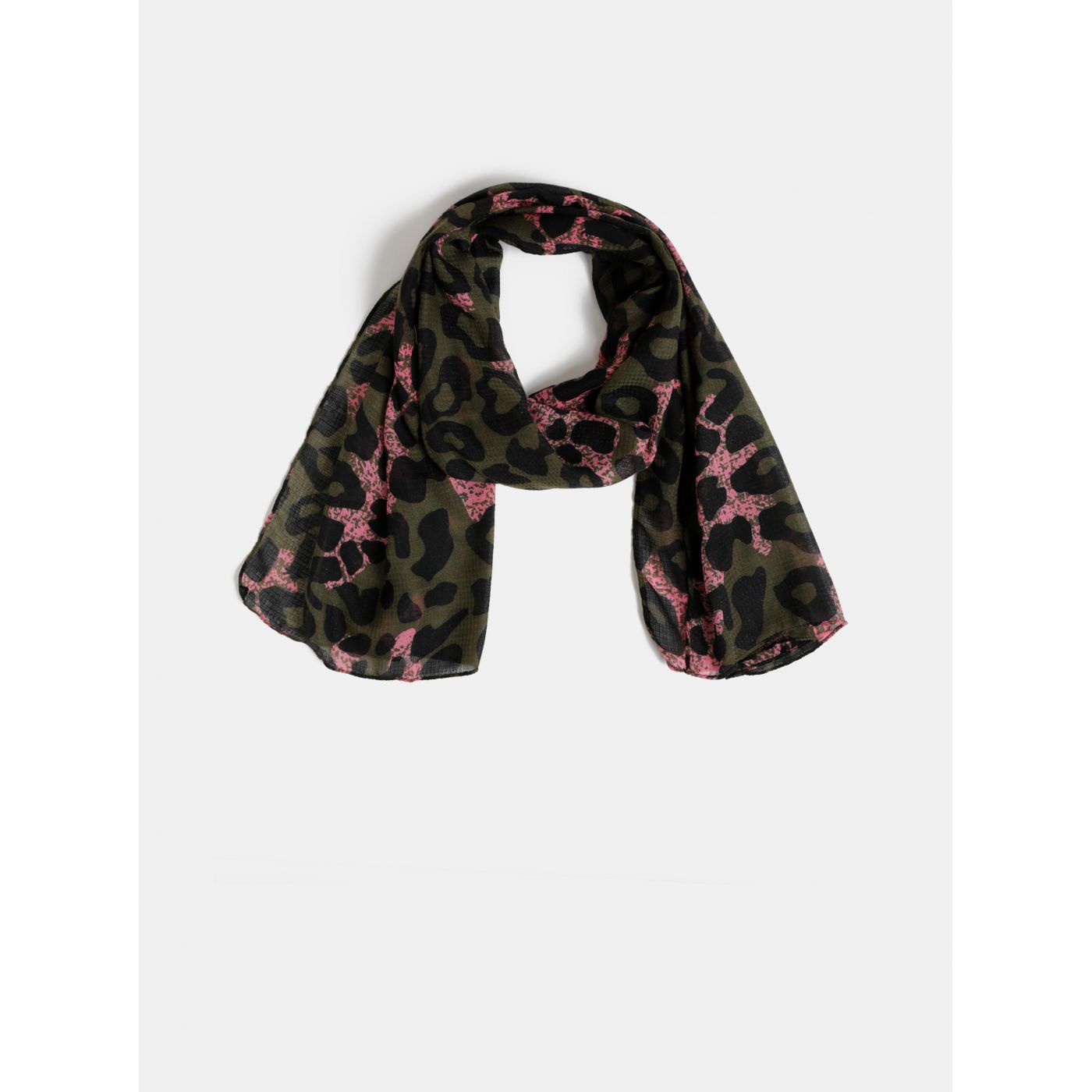 Khaki scarf with leopard print M&Co