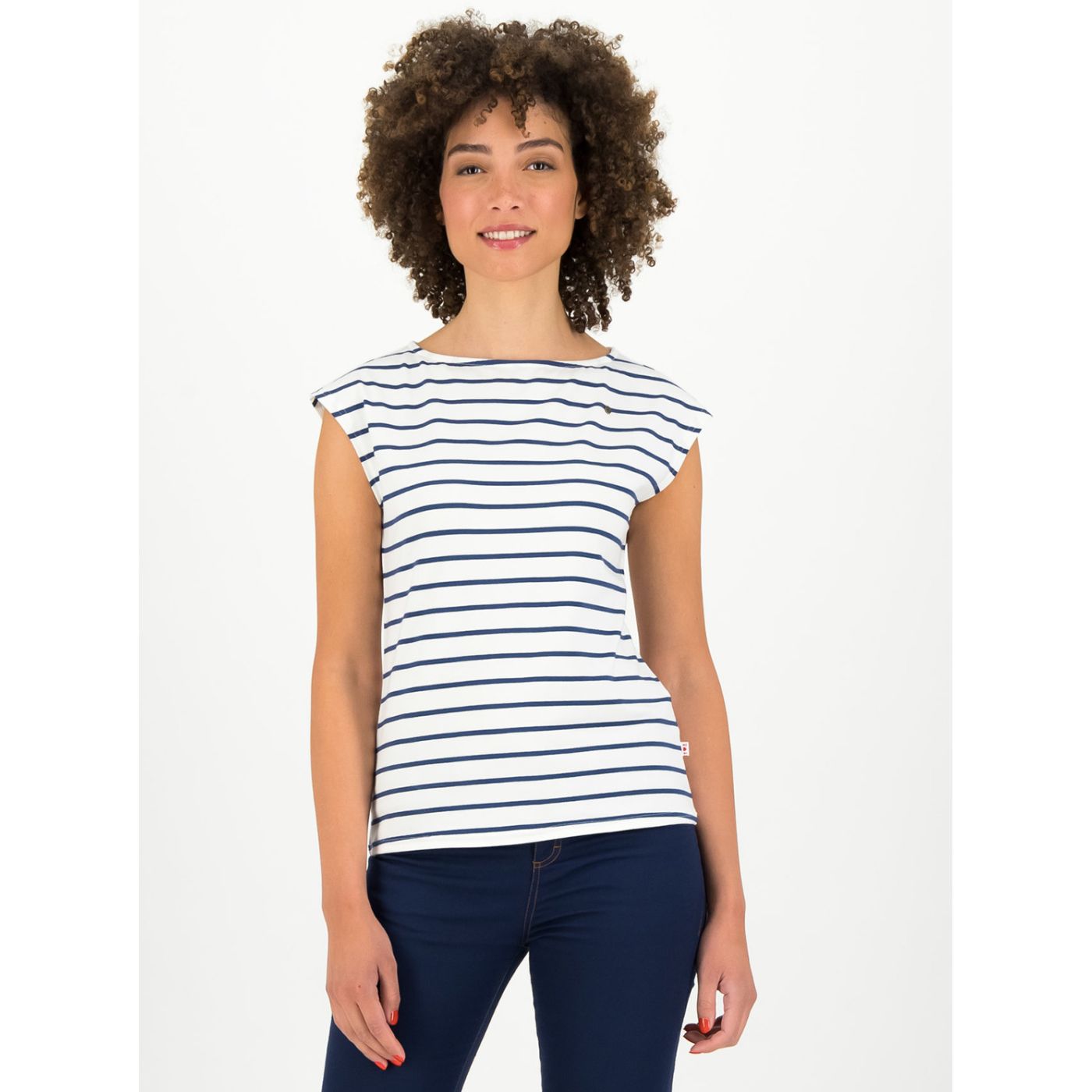 Blutsgeschwister Logo White Striped T-Shirt