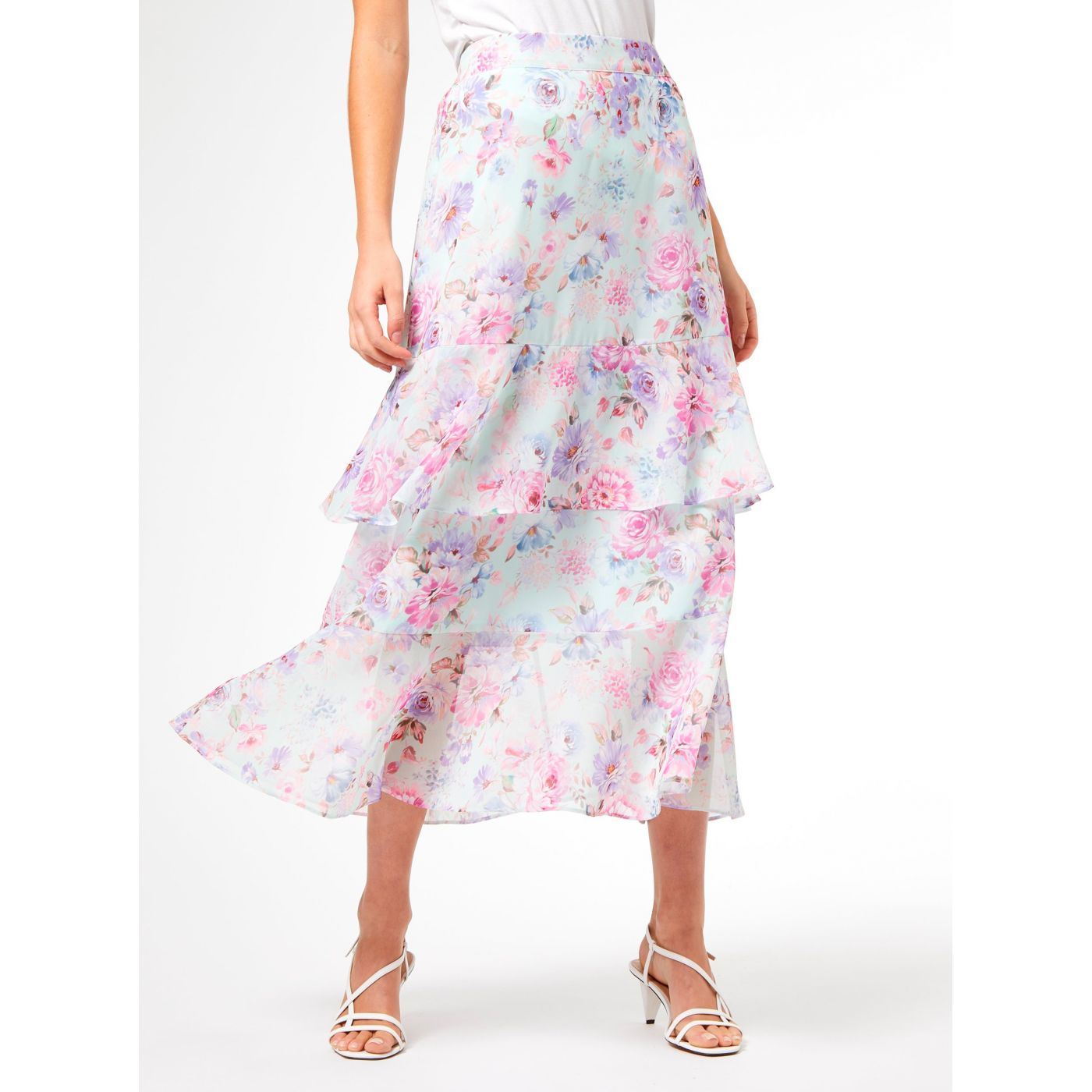 Light pink floral midi skirt Dorothy Perkins
