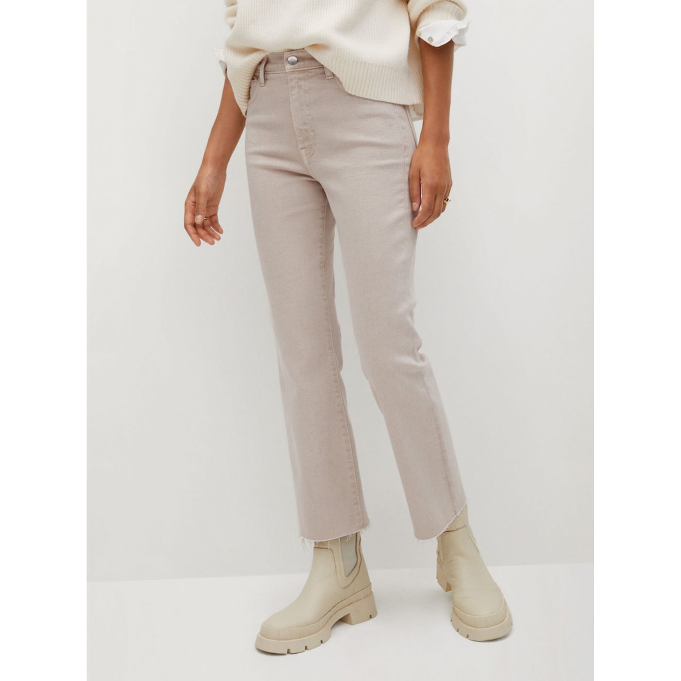 Beige flare fit mango jeans