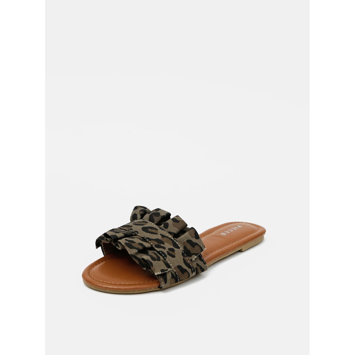 Dark Green Patterned Slippers in Suede Pieces Nola