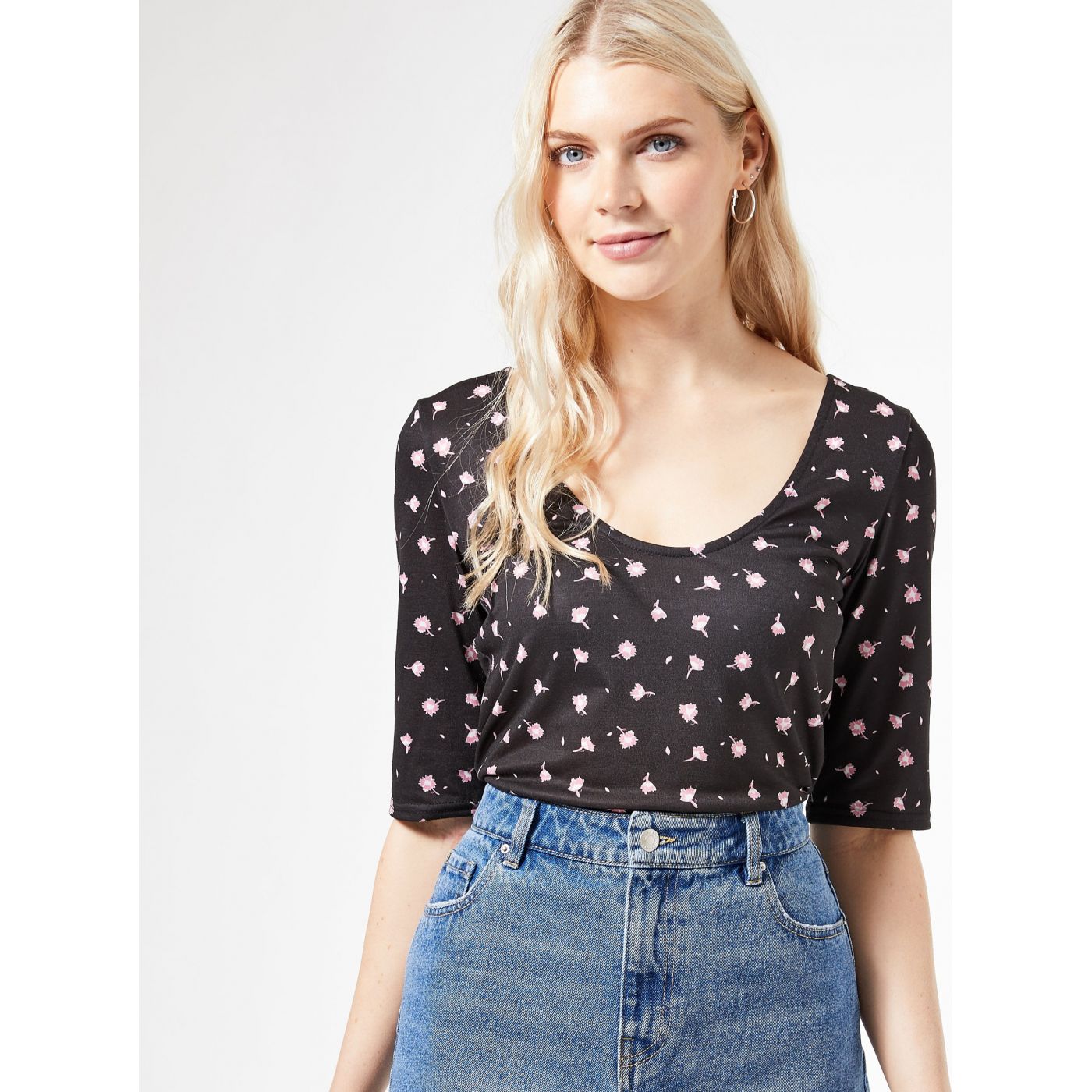 Dorothy Perkins Black Floral T-Shirt