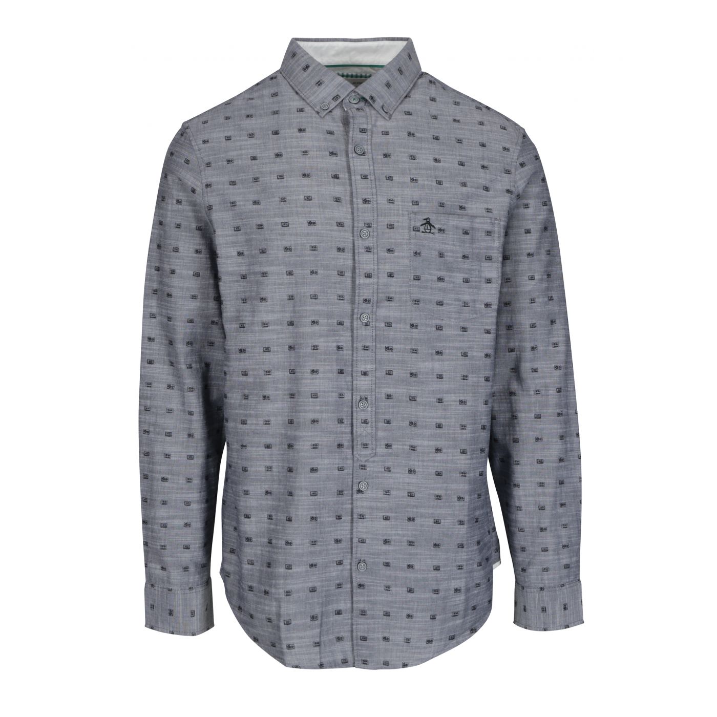 Grey Patterned Shirt with Chest Pocket Original Penguin Cassette