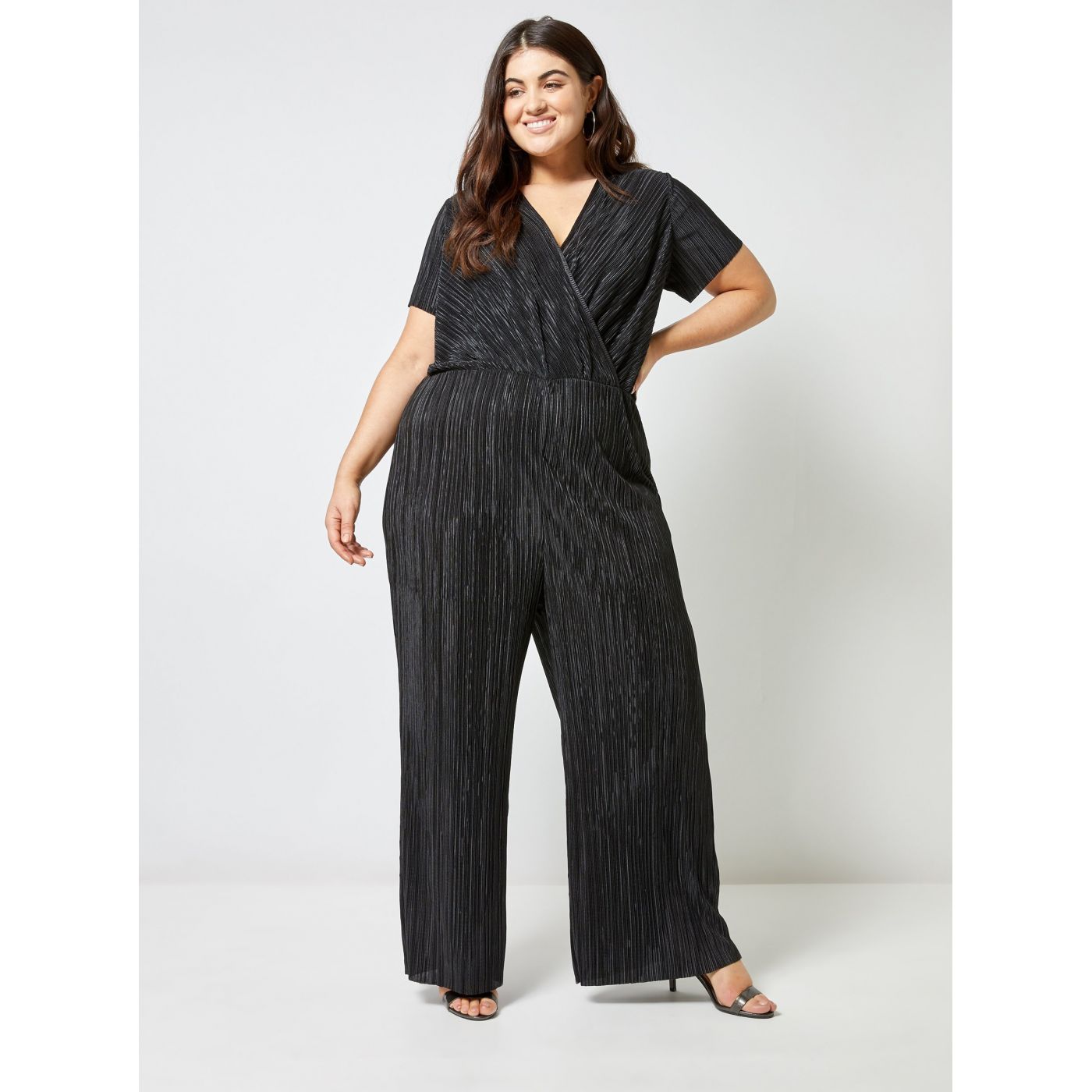 Dorothy Perkins Curve Black Pleated Jumpsuit