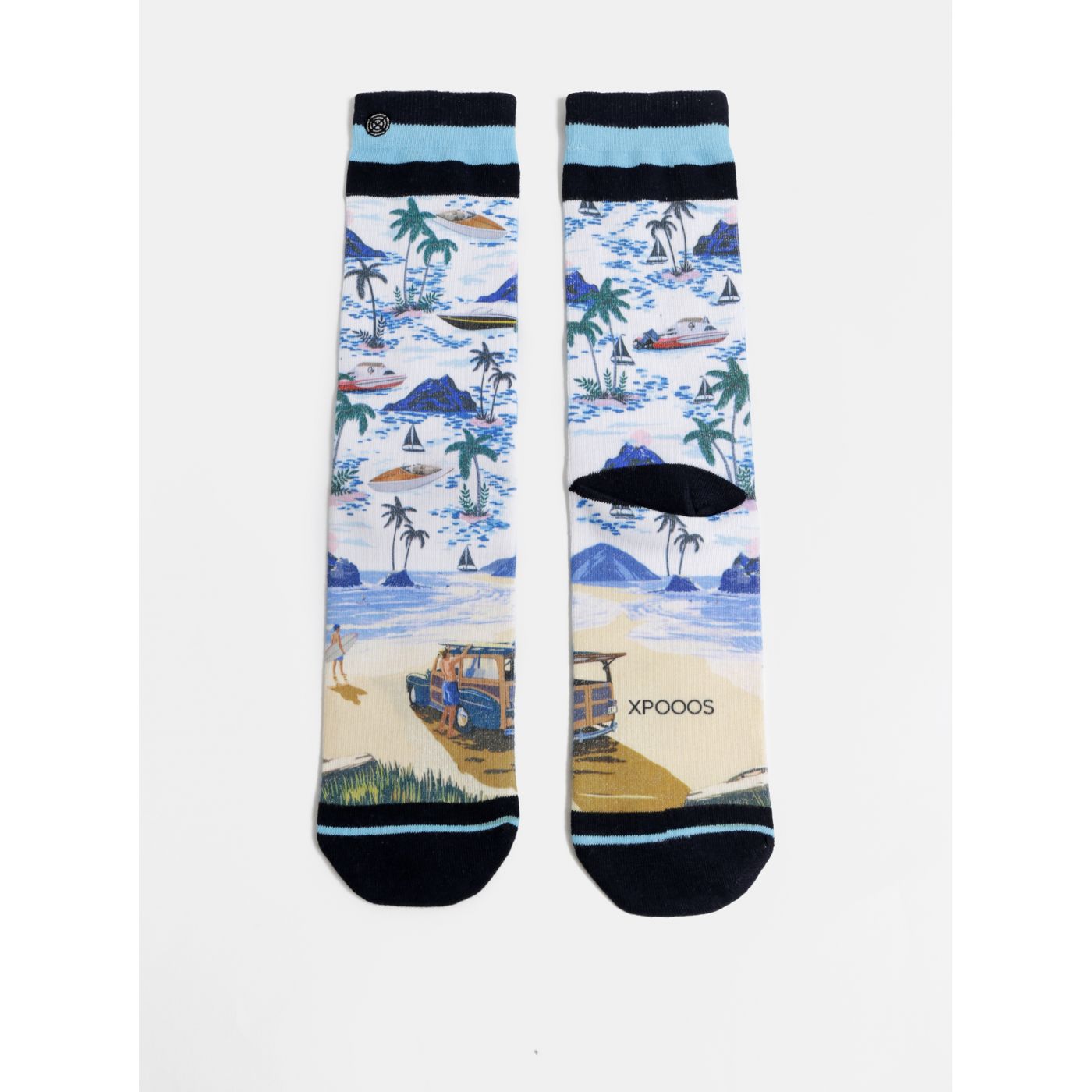 Men's Blue-White Patterned Socks XPOOOS