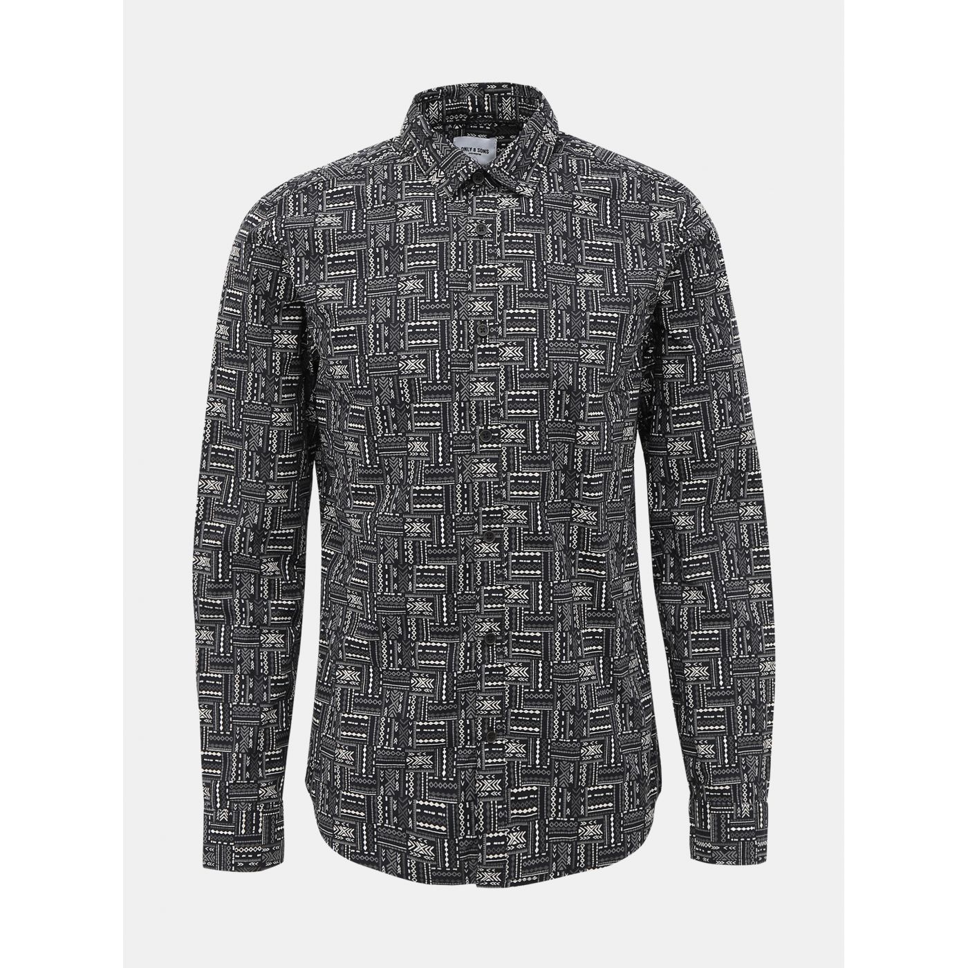 Black Patterned Slim Fit Shirt ONLY & SONS Elroy