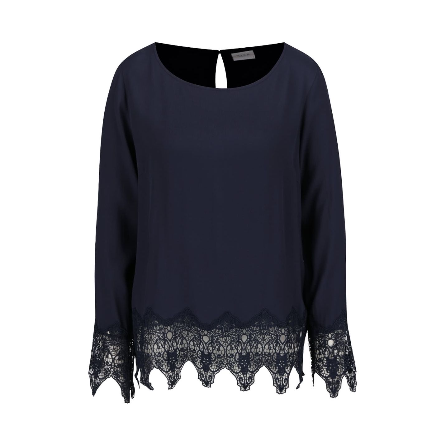 Dark blue blouse with lace trim VILA Beana