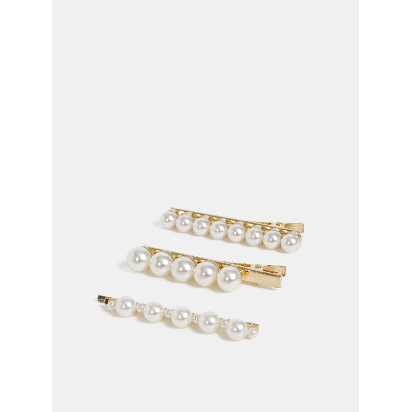 Set of three staples in gold ONLY Pearly