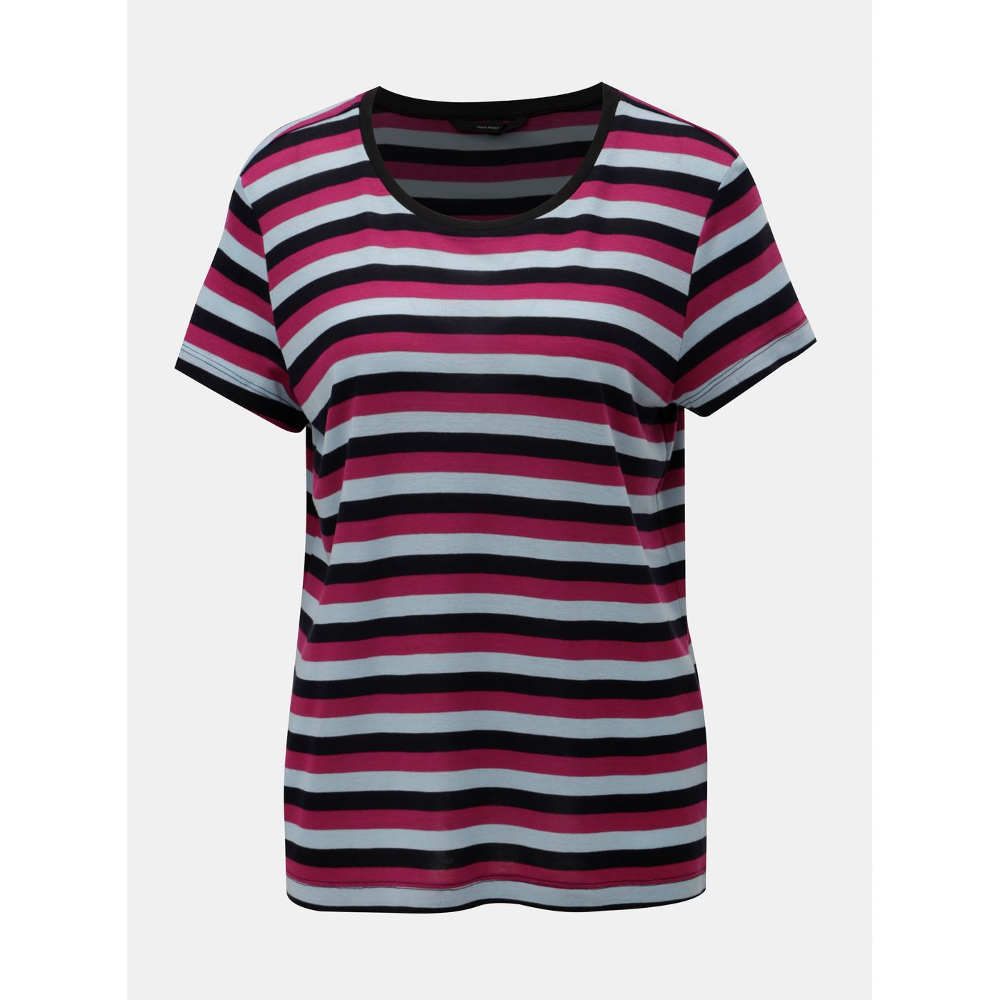 Blue-pink Striped Basic Short Sleeve T-Shirt VERO MODA Vita