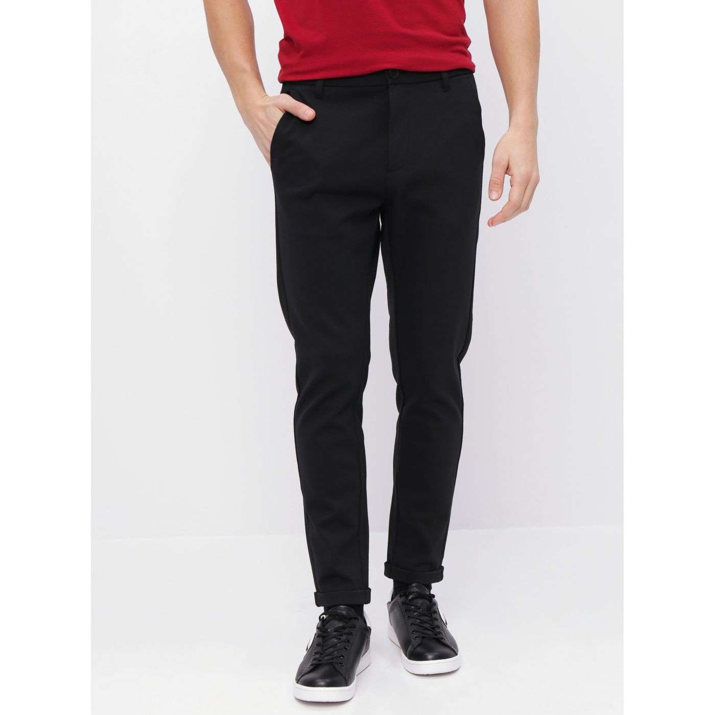 Lindbergh Black Cropped Chino Pants