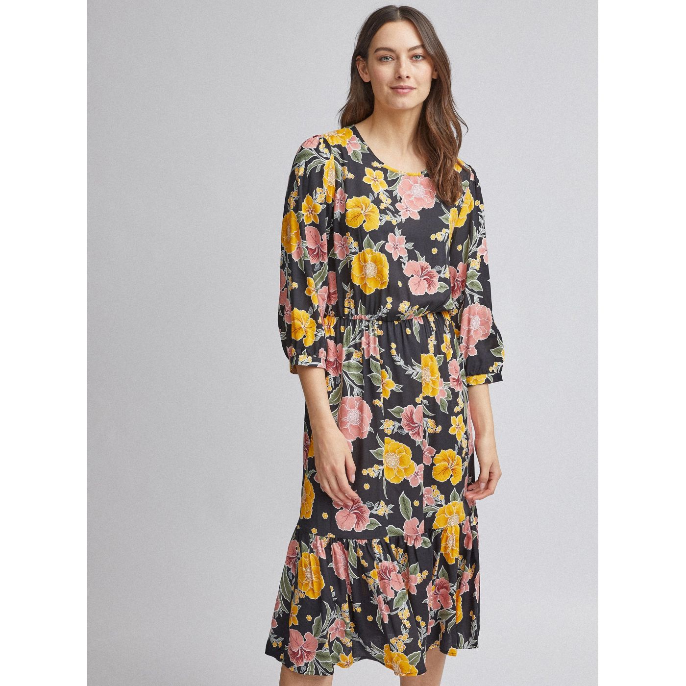 Black Floral Midi Dress by Dorothy Perkins