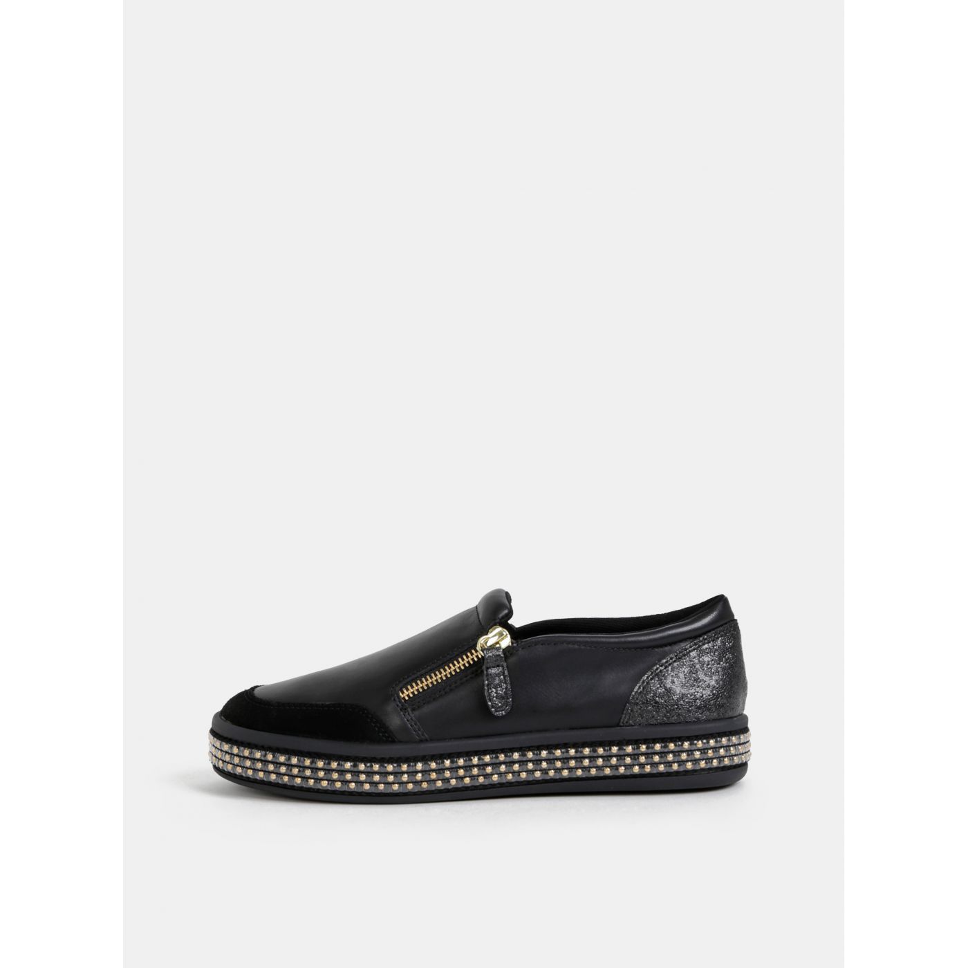 Black women's slip on with suede details Geox Leelu