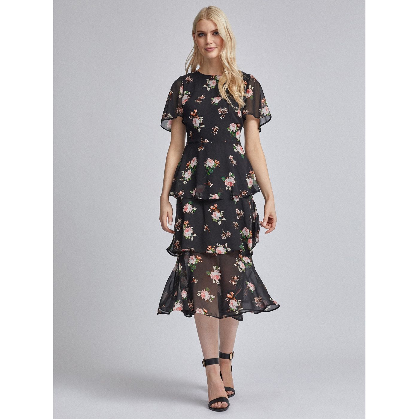 Black Floral Midided Dorothy Perkins