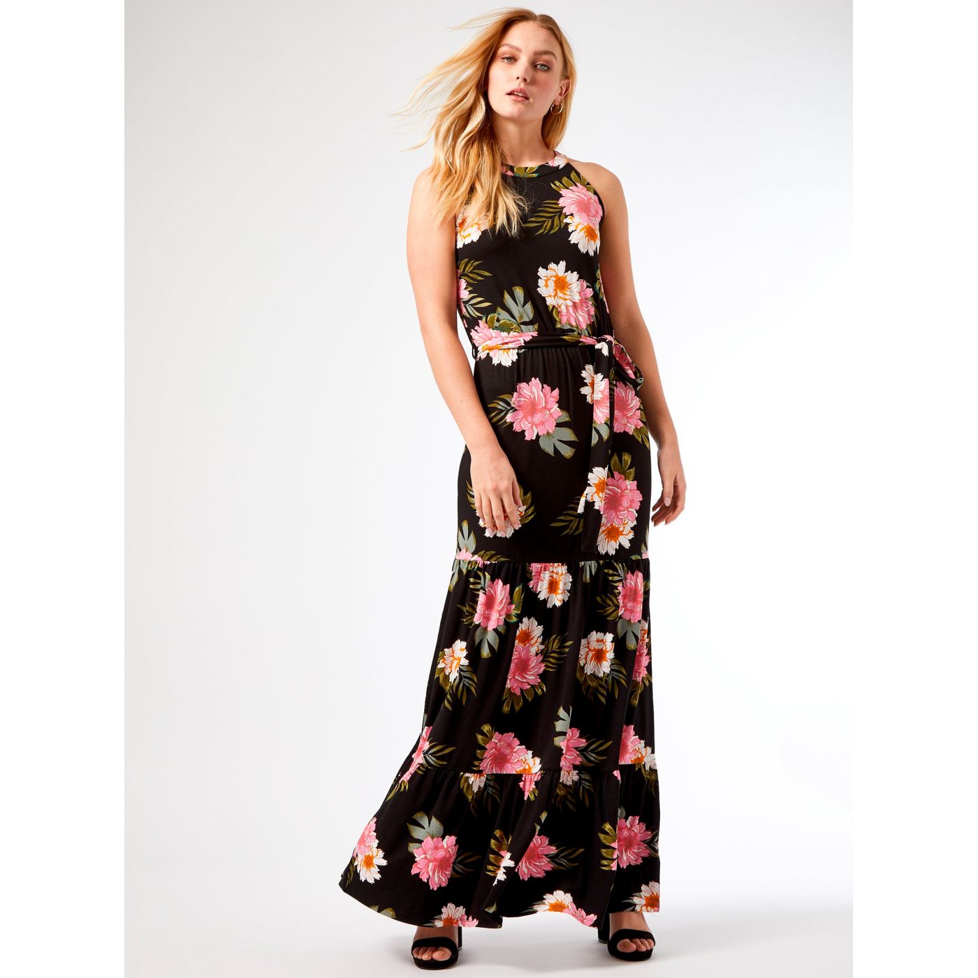 Black Floral Maxi dress Dorothy Perkins Tall