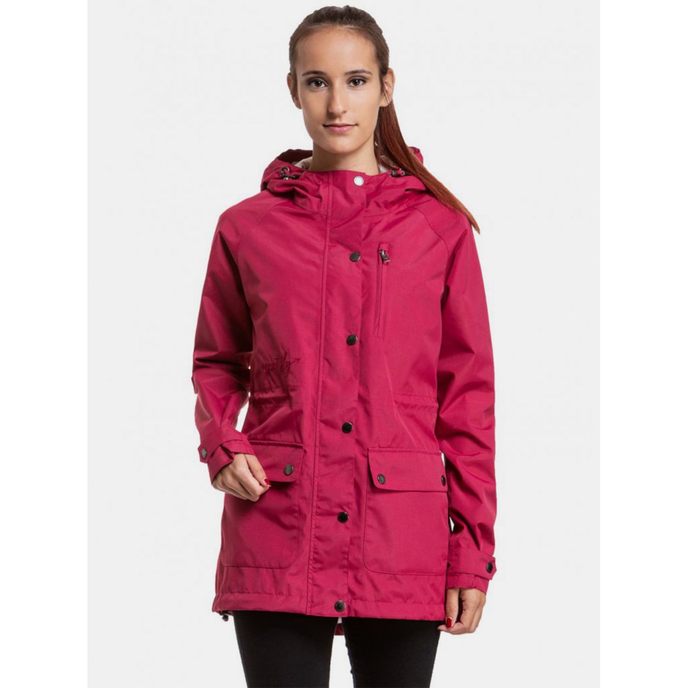Dark pink women's waterproof parka Meatfly Windbreaker