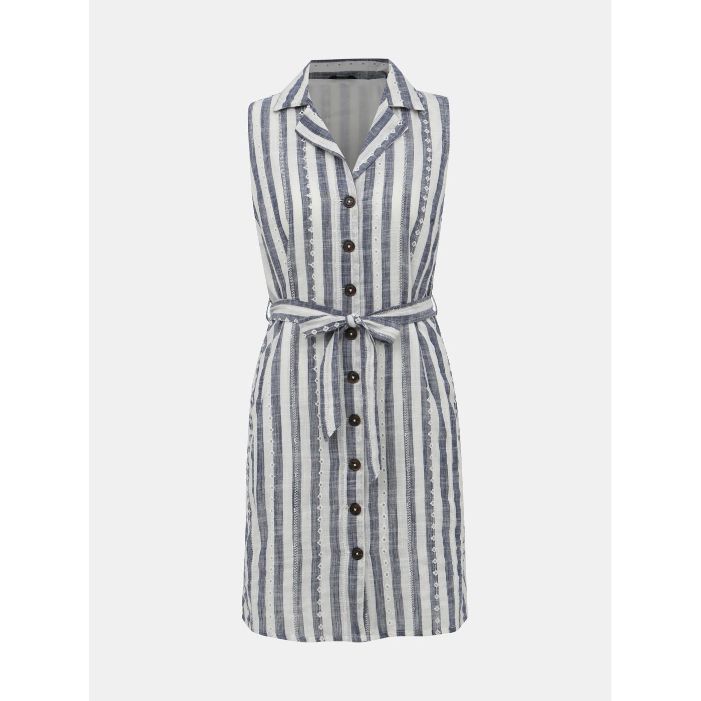 Blue-white Striped Shirt Dress with Madeira M&Co Petite Schiffly