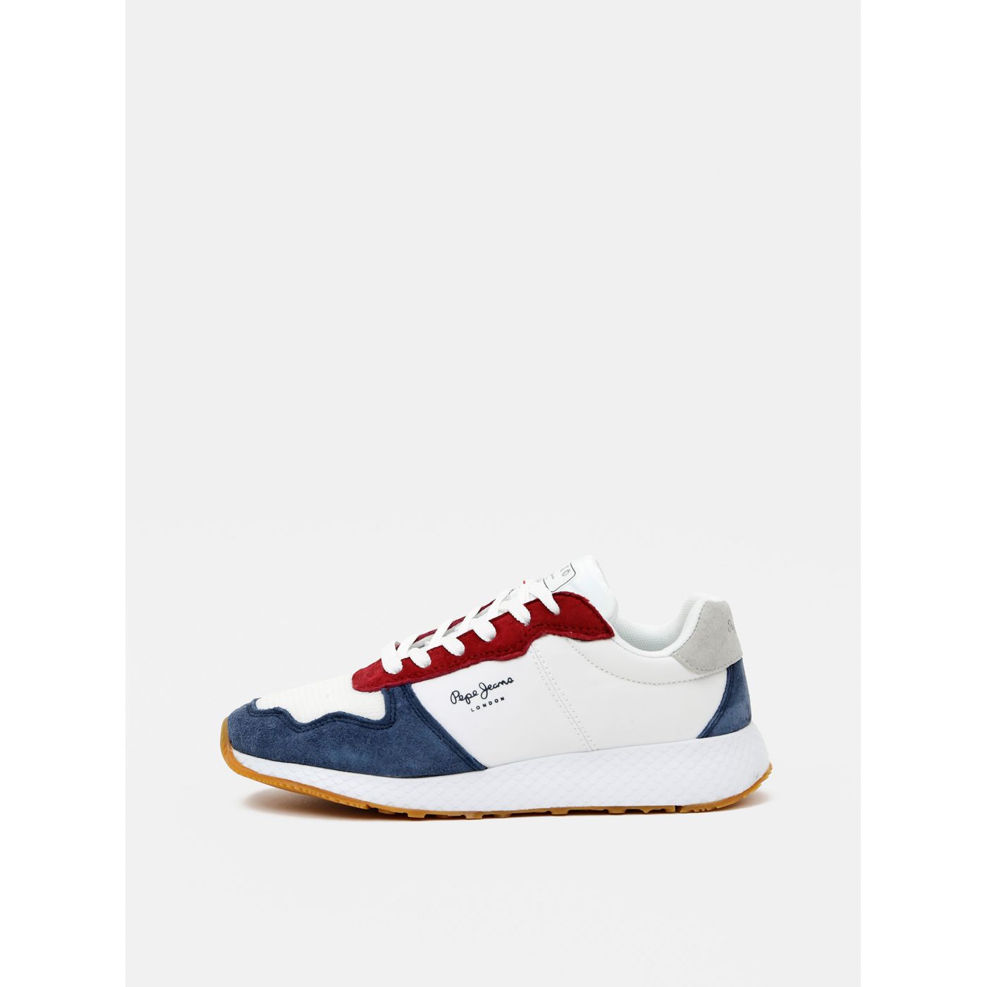 Blue-white Women's Sneakers with Leather Details Pepe Jeans