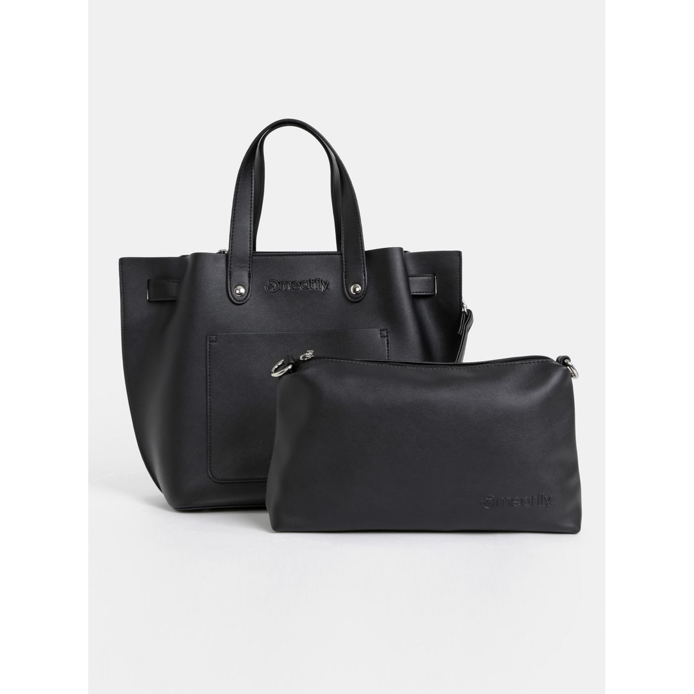 Black handbag with 2-in-1 Meatfly case