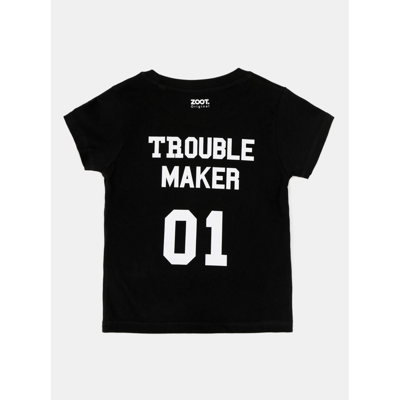 Black Children's T-Shirt with Print on The Back ZOOT Kids Troublemaker