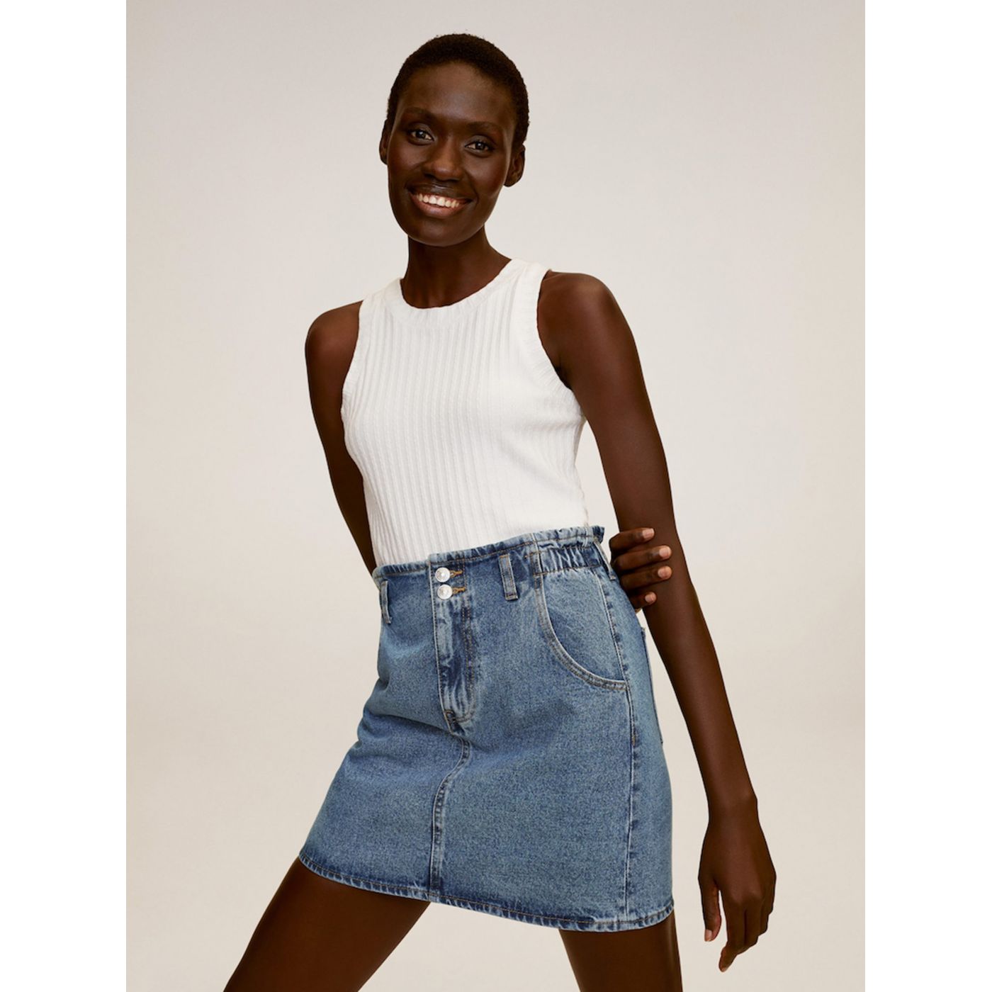 Blue Denim Skirt Mango